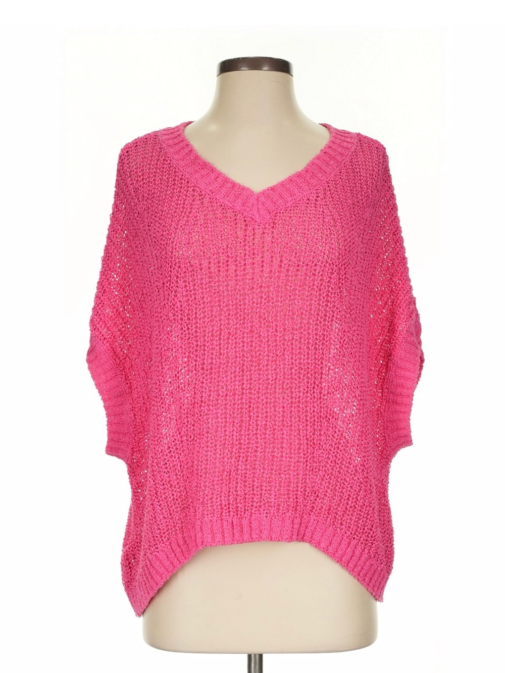 Tommy Bahama Women's V-Neck Open Knit Sweater in Bright Pink